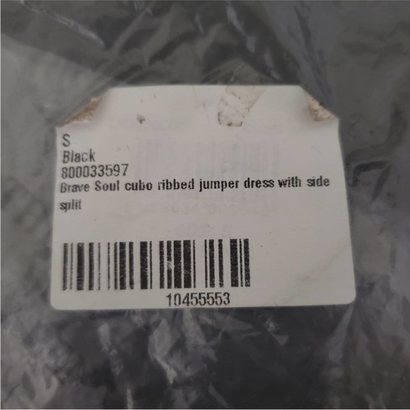 Brave Soul London: Cubo Ribbed Jumper Dress w/Side Split in Black - like new - Picture 3 of 9